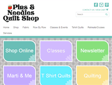 Tablet Screenshot of pinsandneedlesquiltshop.com